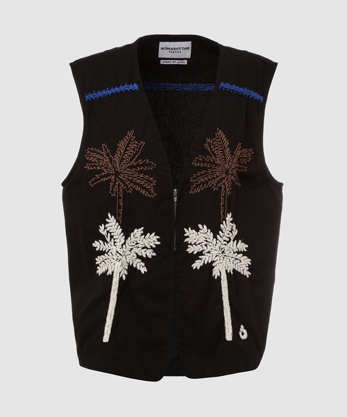 ベスト ジレ Palm Tree Hand Embroidery Vest メンズ レディース