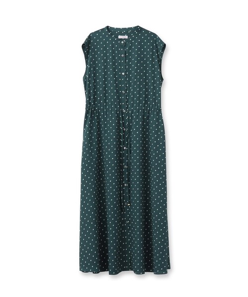 DRESSTERIOR グリーンのドットノースリーブワンピース DRESSTERIOR（ドレステリア） ワンピース 「ポケットあり/後ろウエスト