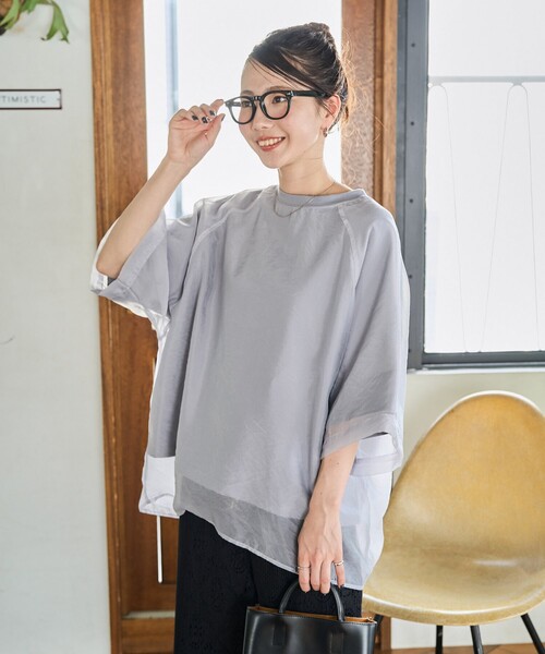 tシャツ 限定展開　オーガンジー×カットソー 重ね ラグラン 半袖 Tシャツ レディース | FREAK'S STORE | 21
