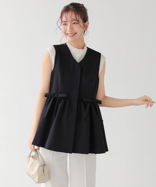 fitmore RIEコラボ リボンペプラムジレ ブラック