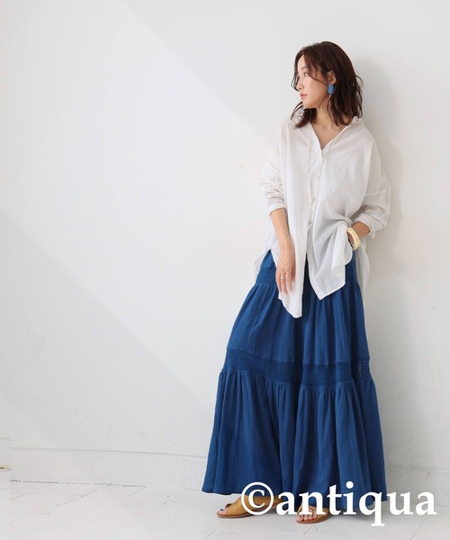 アンティカ　レースティアードスカート antiqua スカート レースティアードスカート : ZOZOTOWN Yahoo