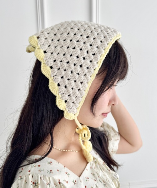 SOLLON.（ソルロン） ニット帽 ニットキャップ クロシェ配色