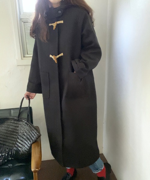 「LAUIR」 ダッフルコート MEDIUM ダークブラウン レディース_画像3