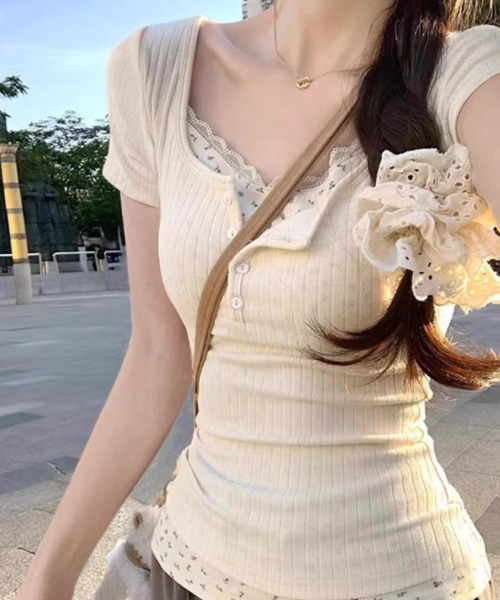 tシャツ 半袖 レイヤード風 リブTシャツ レディース : ZOZOTOWN Yahoo