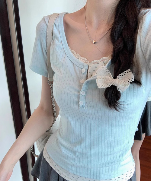 tシャツ 半袖 レイヤード風 リブTシャツ レディース : ZOZOTOWN Yahoo 