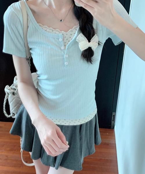 tシャツ 半袖 レイヤード風 リブTシャツ レディース : ZOZOTOWN Yahoo 