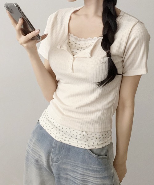 tシャツ 半袖 レイヤード風 リブTシャツ レディース : ZOZOTOWN Yahoo