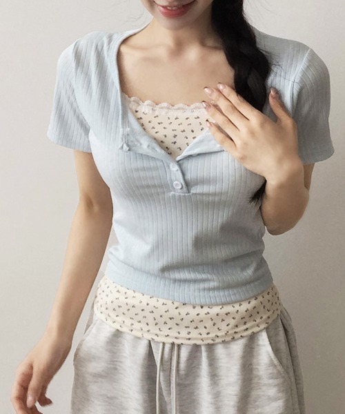 tシャツ 半袖 レイヤード風 リブTシャツ レディース : ZOZOTOWN Yahoo