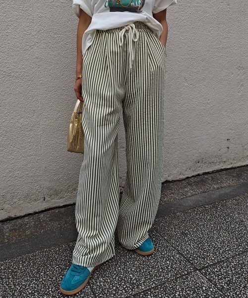 esutoreja パンツ ストライプワイドパンツ レディース