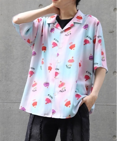 AXESーX シャツ ゼリープリントアロハシャツ メンズ : ZOZOTOWN