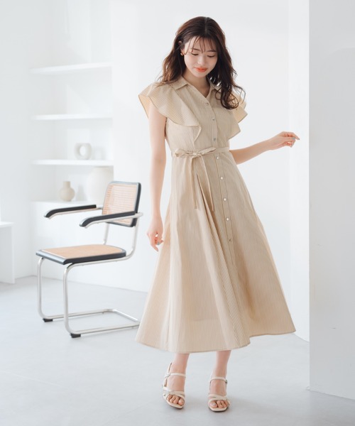 MISCH MASCH シャツワンピース 2025春夏新作 ラメストライプ