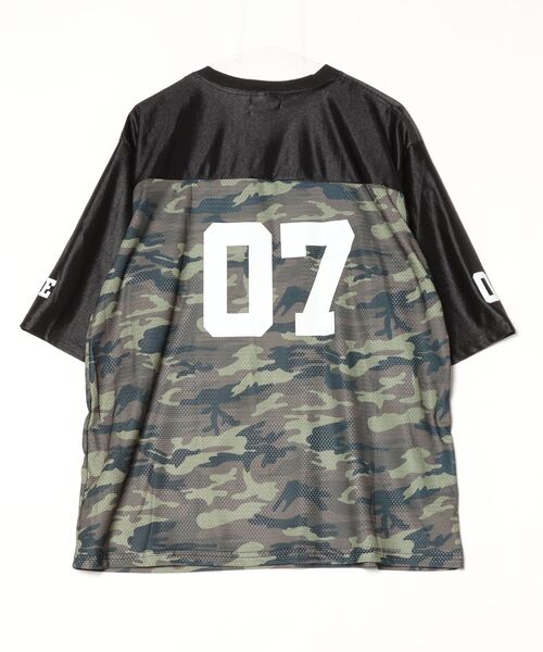 レイヤード ロングスリーブ Tシャツ ロゴプリント 迷彩 nr8112 FUNdaysion tシャツ 迷彩柄ナンバープリントルーズトップス