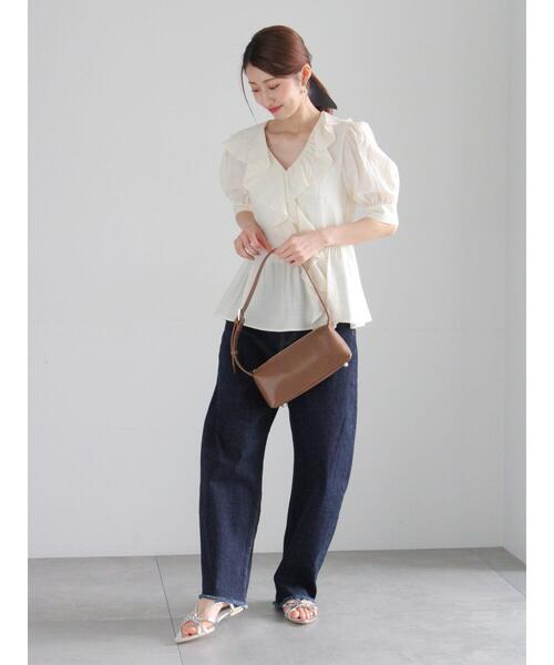 ブラウス シャツ アシメラッフルフレアスリーブブラウス レディース TRUDEA ブラウス シャツ アシメラッフルブラウス レディース