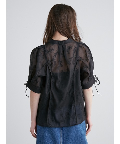 Lily Brown / ７分袖ブラウス/FREE/ナイロン/BLK/総柄/LWFT234806 LILY BROWN（リリーブラウン） 半袖ブラウス FREE ブラウン レディース