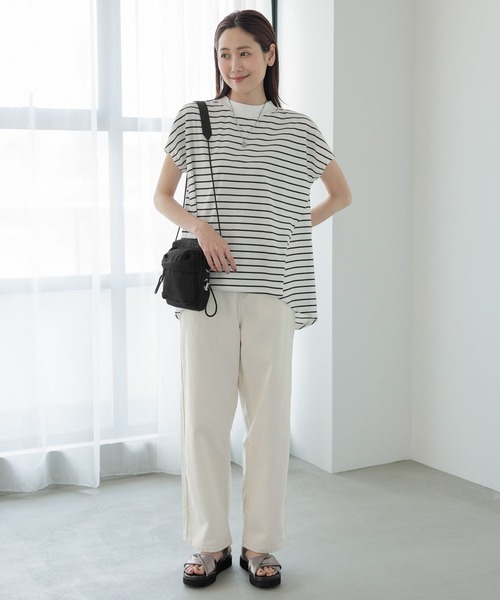 「GLOBAL WORK」 半袖カットソー LARGE モカ レディース