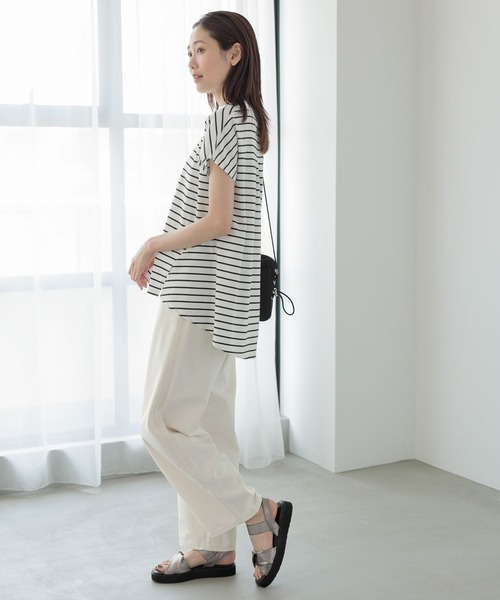 「GLOBAL WORK」 半袖カットソー LARGE モカ レディース