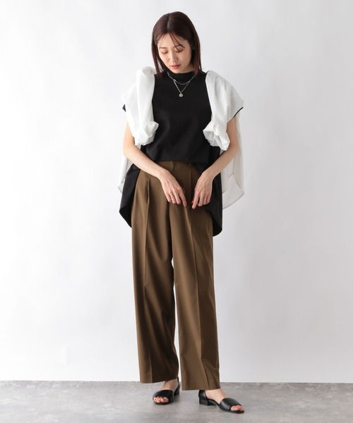 「GLOBAL WORK」 半袖カットソー LARGE モカ レディース