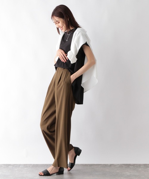 「GLOBAL WORK」 半袖カットソー LARGE モカ レディース