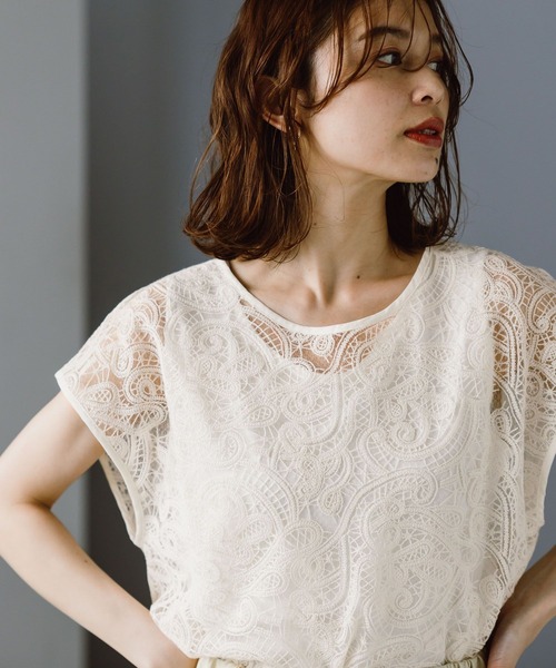 シャツ ブラウス 刺繍スリーブプルオーバー BEARDSLEY（ビアズリー）の