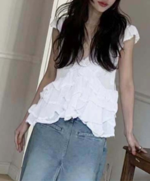 ブラウス シャツ YUGA_YGMC　Frilled tiered blouse レディース