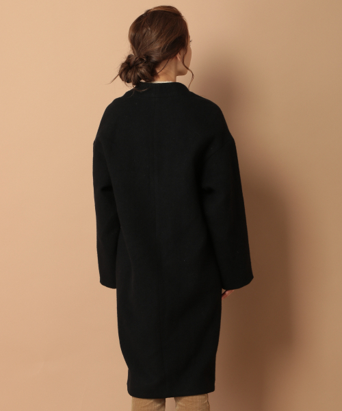 「mysty woman」 ノーカラーコート MEDIUM ライトブラウン レディース_画像5