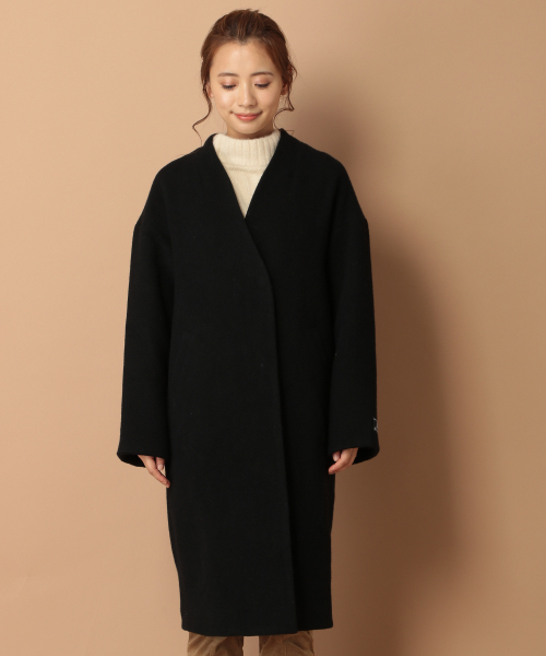 「mysty woman」 ノーカラーコート MEDIUM ライトブラウン レディース_画像7