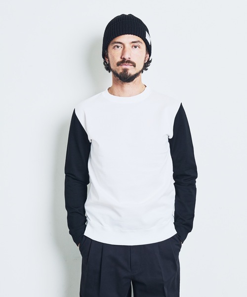 「Magine」 長(zhǎng)袖Tシャツ 48 ホワイト×ネイビー メンズ