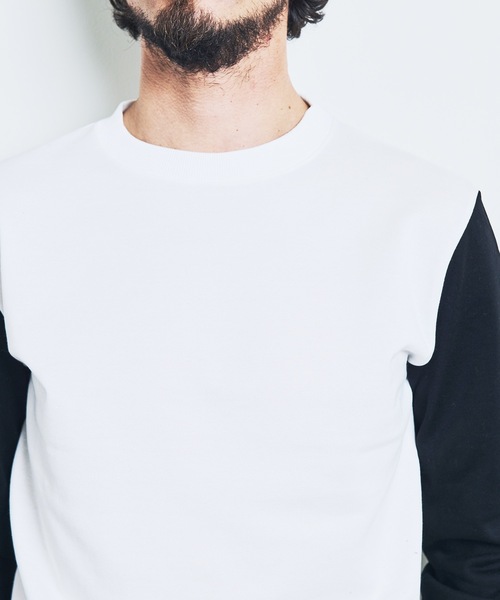 「Magine」 長(zhǎng)袖Tシャツ 48 ホワイト×ネイビー メンズ