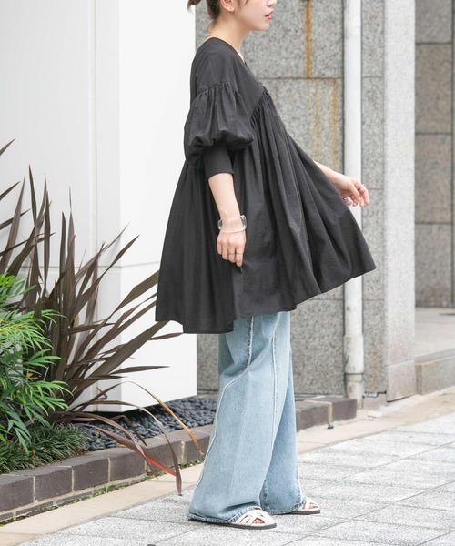 KBF（ケービーエフ） 7分袖ワンピース ONE パープル レディース