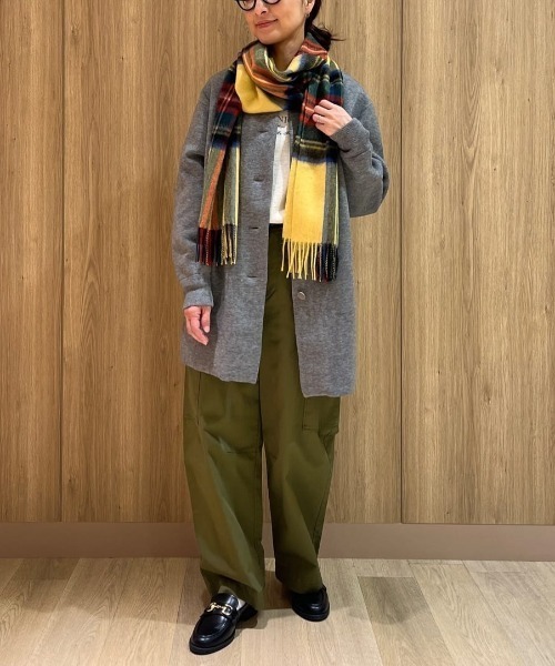 ノーカラーコート コート 接結ニットコート レディースの画像