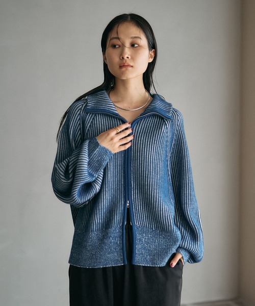 LEPSIM（レプシィム） カーディガン 7ゲージ配色リブZIPカーディガン2