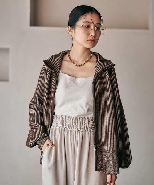 LEPSIM（レプシィム） カーディガン 7ゲージ配色リブZIPカーディガン2