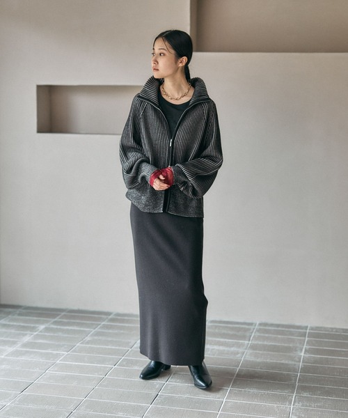 LEPSIM（レプシィム） カーディガン 7ゲージ配色リブZIPカーディガン2