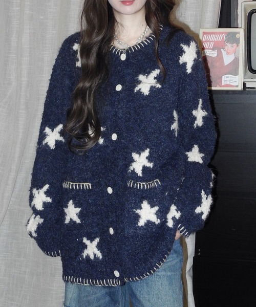 パウダースタージャガードカーディガン STARBUCKS x GELATO PIQUE Powder Star Jacquard Cardigan 