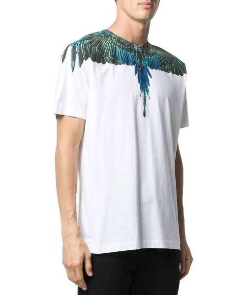 「MARCELO BURLON」 半袖Tシャツ L ホワイト×ブルー メンズ_画像9