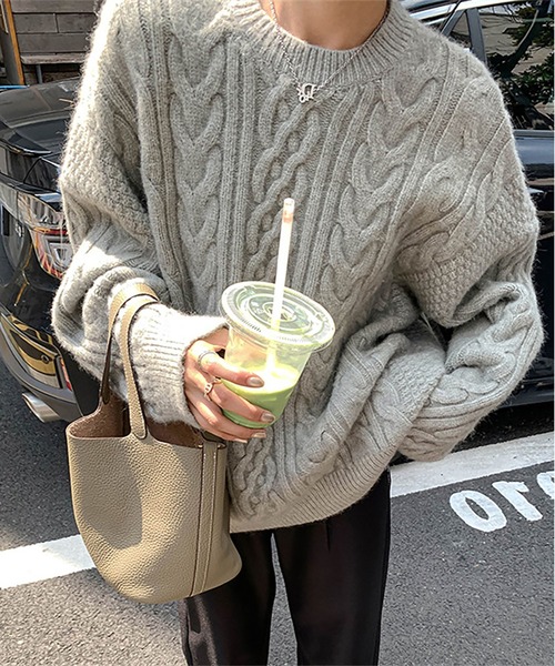 BLANC & ECLARE ケーブルニット セーター 韓国　ジェシカ シェニールケーブルニットロングカーディガン｜WOMEN｜250HAG70-061H
