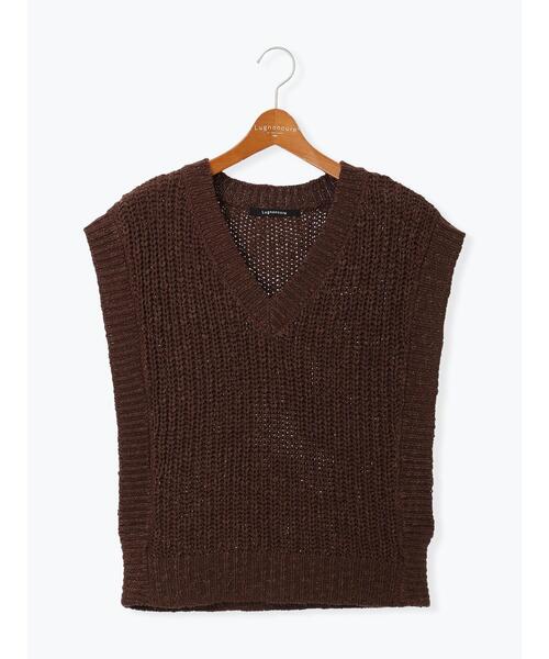 loin. （ロワン）ベージュ Vネック カシミアニット　ベスト loin. （ロワン）ベージュ Vネック カシミアニット ベスト （ロワン