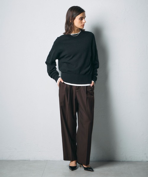 N.O.R.C パンツ ウールライクソフトカーブパンツ レディース