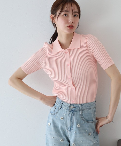 「BLUEEAST」 半袖ニット MEDIUM ブラック レディース_画像6