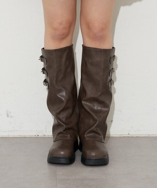CIAOPANIC（チャオパニック） ブーツ サイドベルトカバーロングブーツ