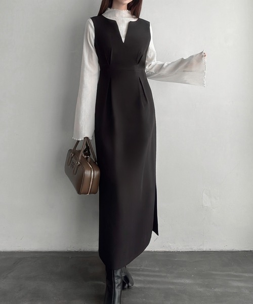 「Meiru」 サロペットスカート MEDIUM ダークベージュ レディース_画像6