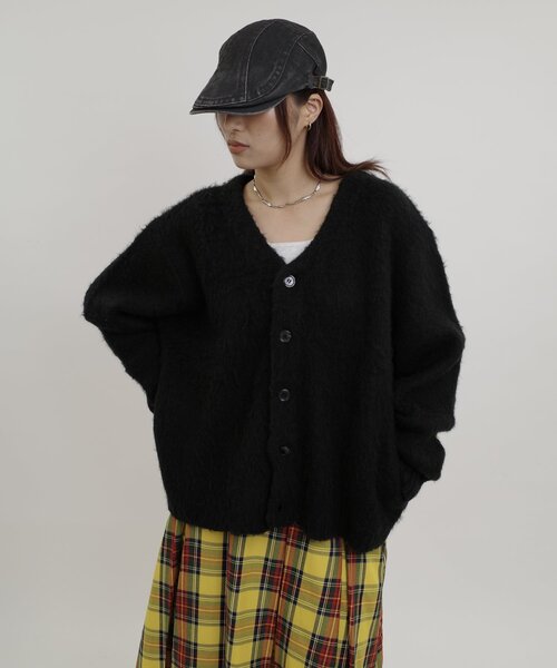 「WHO'S WHO gallery」 「kooky’n」ニットカーディガン LARGE チャコールグレー レディース_画像2