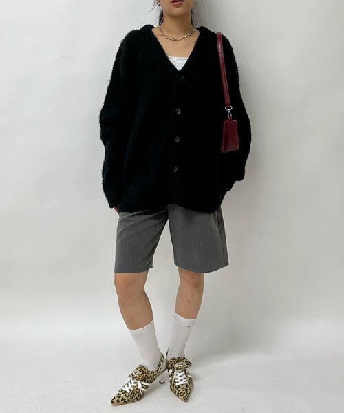 「WHO'S WHO gallery」 「kooky’n」ニットカーディガン LARGE チャコールグレー レディース_画像5