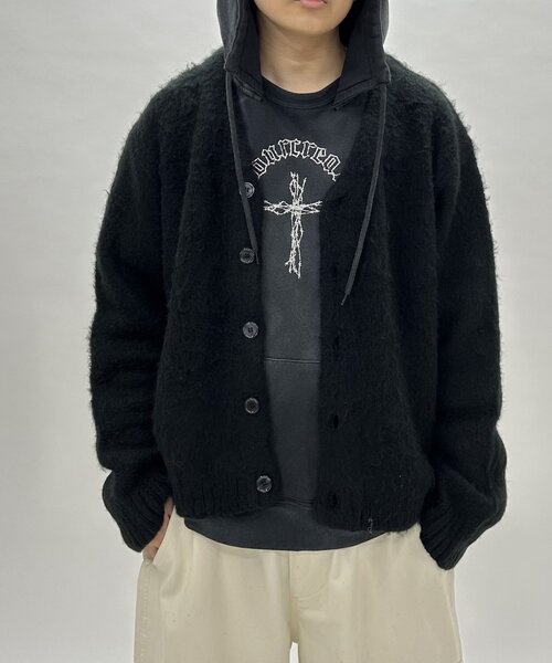 「WHO'S WHO gallery」 「kooky’n」ニットカーディガン LARGE チャコールグレー レディース_画像7