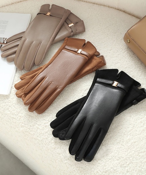 DAY CLOSET 手袋 「タッチパネル対応/指先着脱式」金装飾ワンポイント