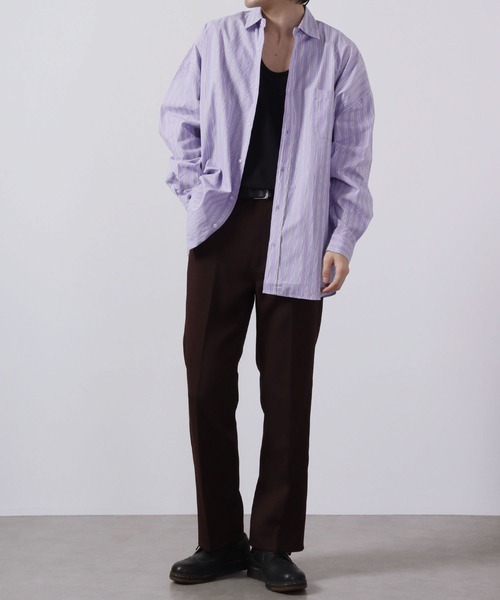 「FUNALIVE」 「HALHAM」長袖シャツ M ラベンダー メンズ_画像4