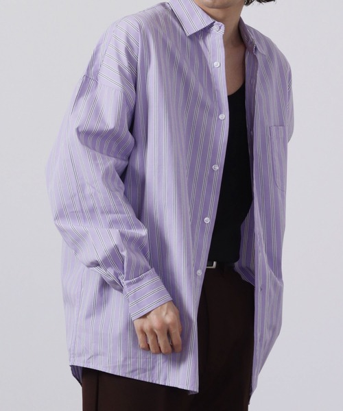 「FUNALIVE」 「HALHAM」長袖シャツ M ラベンダー メンズ_画像8