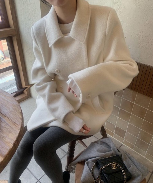 FAVORITO ピーコート pコート ダブルブレストメルトンジャケット