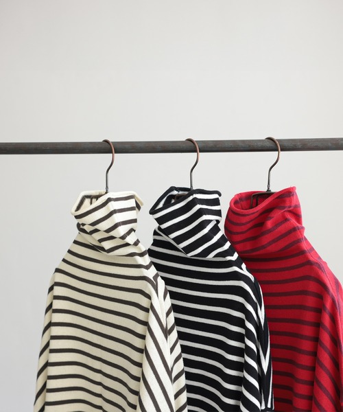 「soulberry」 長袖ニット 3L ブラック×ホワイト レディース_画像3