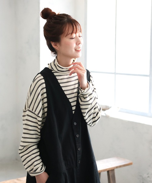 「soulberry」 長袖ニット 3L ブラック×ホワイト レディース_画像4